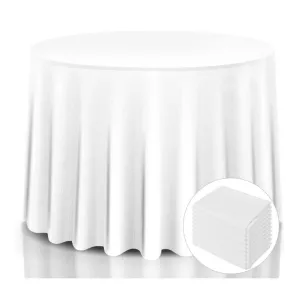10 Pcs Round White Tablecloth 120-Inch, Premium Polyester Table Cover (White, 120") farmhouse dining table, extendable dining table
