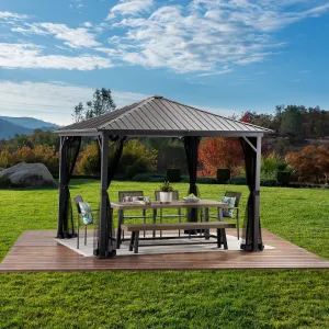 10' x 10' Outdoor Modern Aluminum Hardtop Gazebo - NH573113 cowhide rug, luxury rug