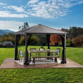 10' x 10' Outdoor Modern Aluminum Hardtop Gazebo - NH573113 cowhide rug, luxury rug