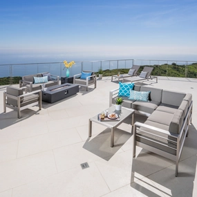 10Pc Outdoor Sectional Chat Set with Lounges & Fire Table - NH384003 serving bowl, serving dish