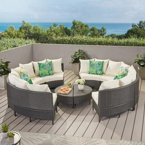 10Pc Outdoor Wicker Sofa Set w/ Cushions - NH247992 serving bowl, serving dish