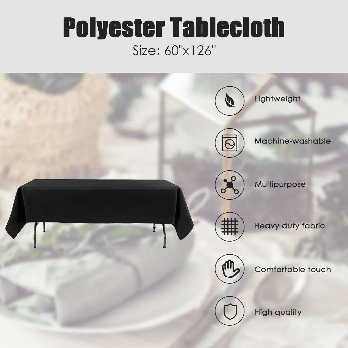 10PCS Rectangle Tablecloth, Machine-washable Polyester