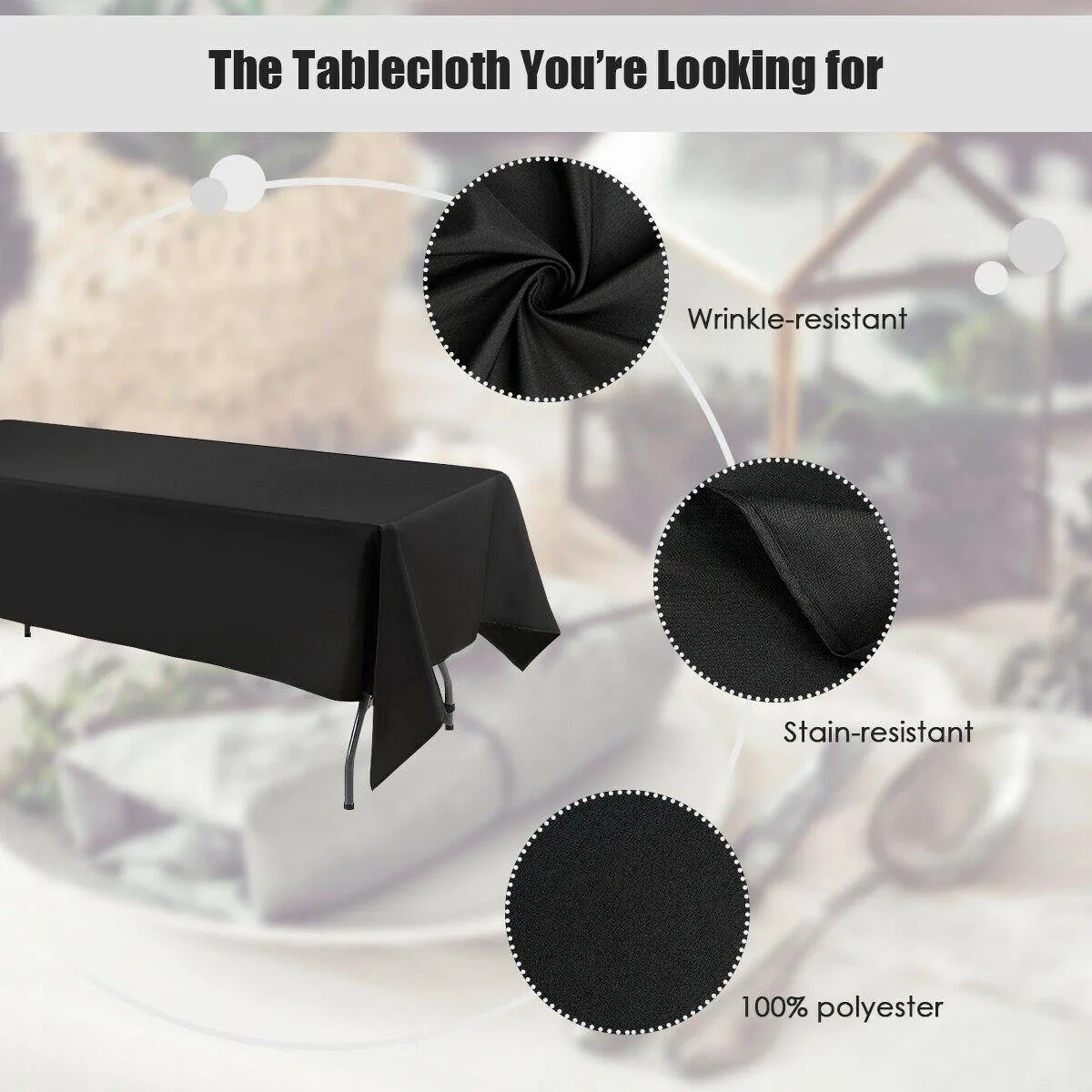10PCS Rectangle Tablecloth, Machine-washable Polyester