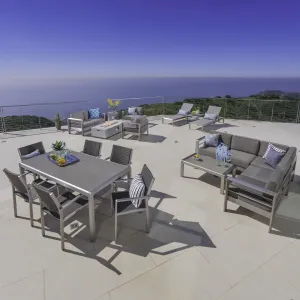 17-Piece Grand Patio Sectional, Lounge, Dining Set & Light Grey Fire Table - NH784003 serving bowl, serving dish