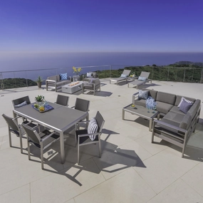 17-Piece Grand Patio Sectional, Lounge, Dining Set & Light Grey Fire Table - NH784003 serving bowl, serving dish