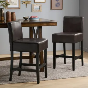 19-Inch Brown Bonded Leather Counter Stool (Set of 2) - NH279592 bar stool, counter stool