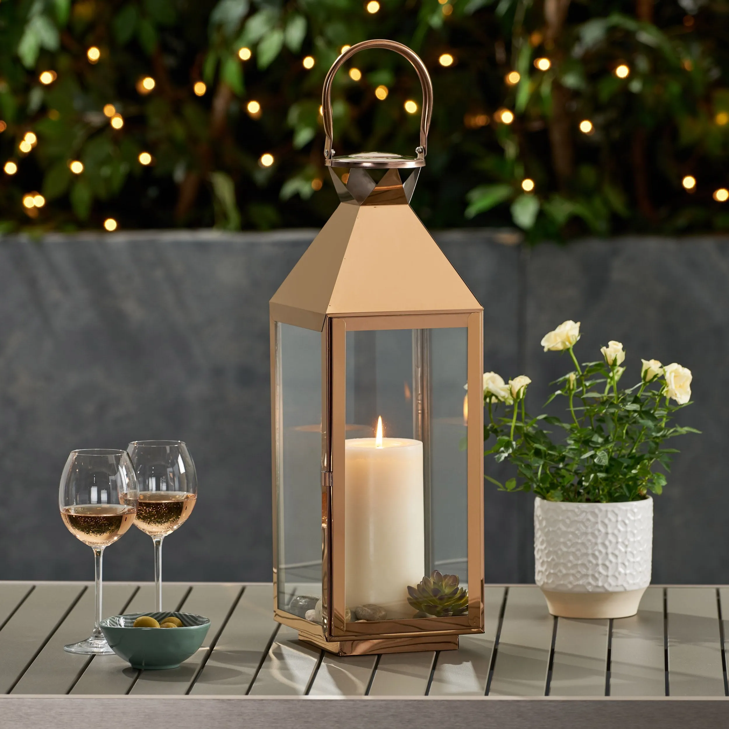 22" Modern Outdoor Stainless Steel Lantern - NH962013 patio chairs, outdoor seating