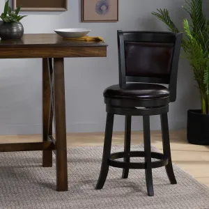 24-Inch Black Bonded Leather Swivel Backed Counter Stool - NH436692 bar stool, counter stool