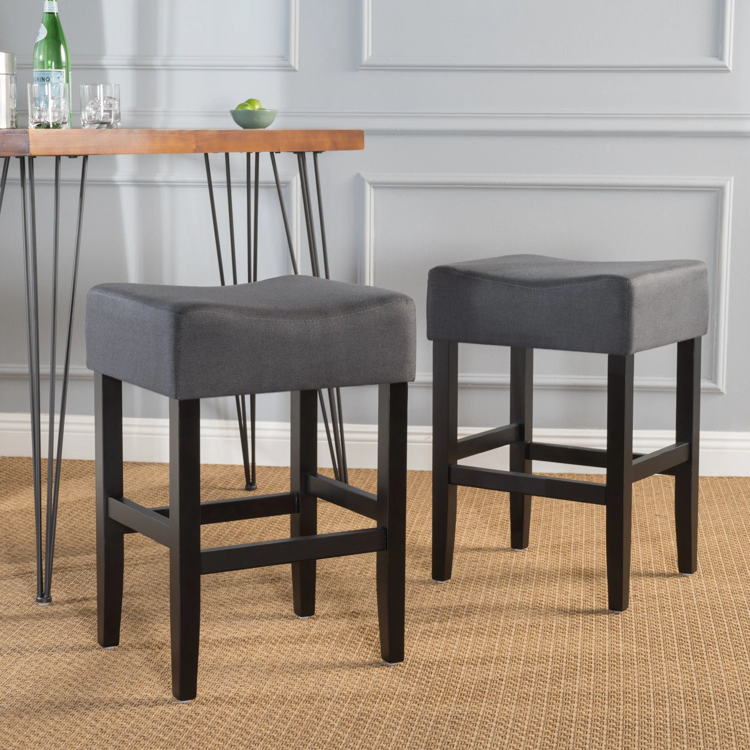 26-Inch Backless Dark Charcoal Fabric Counter Stools (Set of 2) - NH778003 bar stool, counter stool