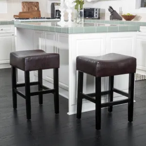 26-Inch Brown Leather Backless Counter Stool (Set of 2) - NH169592 bar stool, counter stool