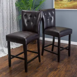 27-Inch Brown Leather Counter Stool (Set of 2) - NH446692 bar stool, counter stool