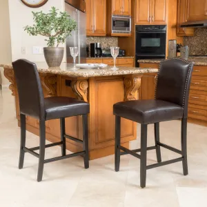 27-Inch Brown Leather Counter Stools (Set of 2) - NH280792 bar stool, counter stool