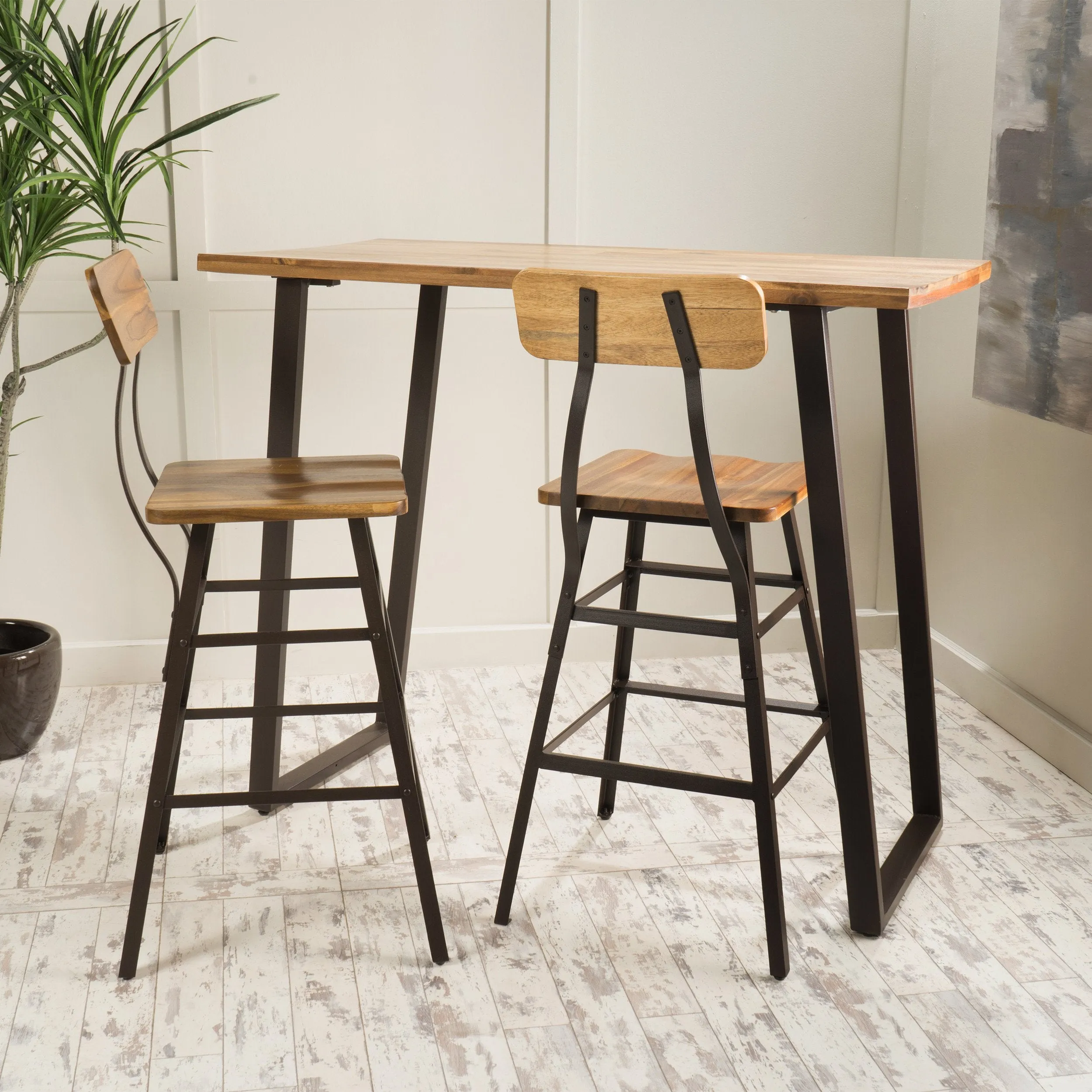 28-Inch Full Natural Stained Laminated Acacia Bar Set - NH378892 bar stool, counter stool