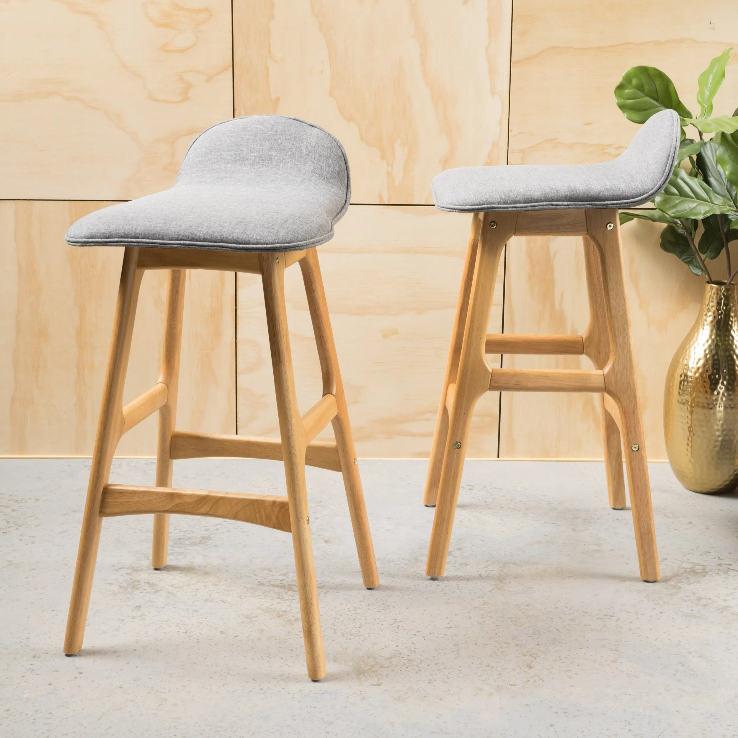 29-Inch Mid-Century Design Low Back Fabric Bar Chair (Set of 2) - NH501003
