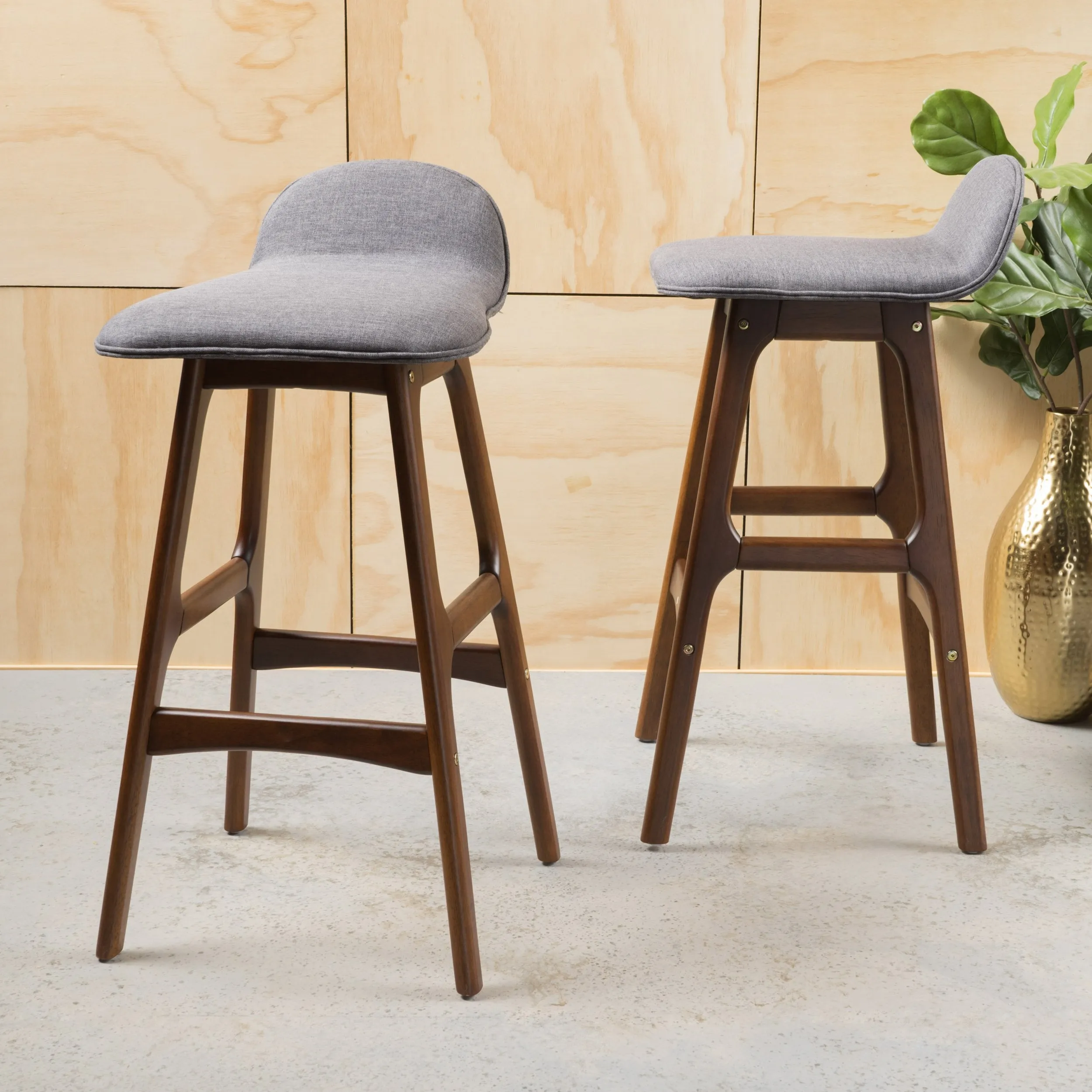 29-Inch Mid-Century Design Low Back Fabric Bar Chair (Set of 2) - NH501003