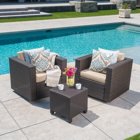 2-Seater Brown Wicker Outdoor Chat Set with Side Table - NH809103 clothes rack, garment rack
