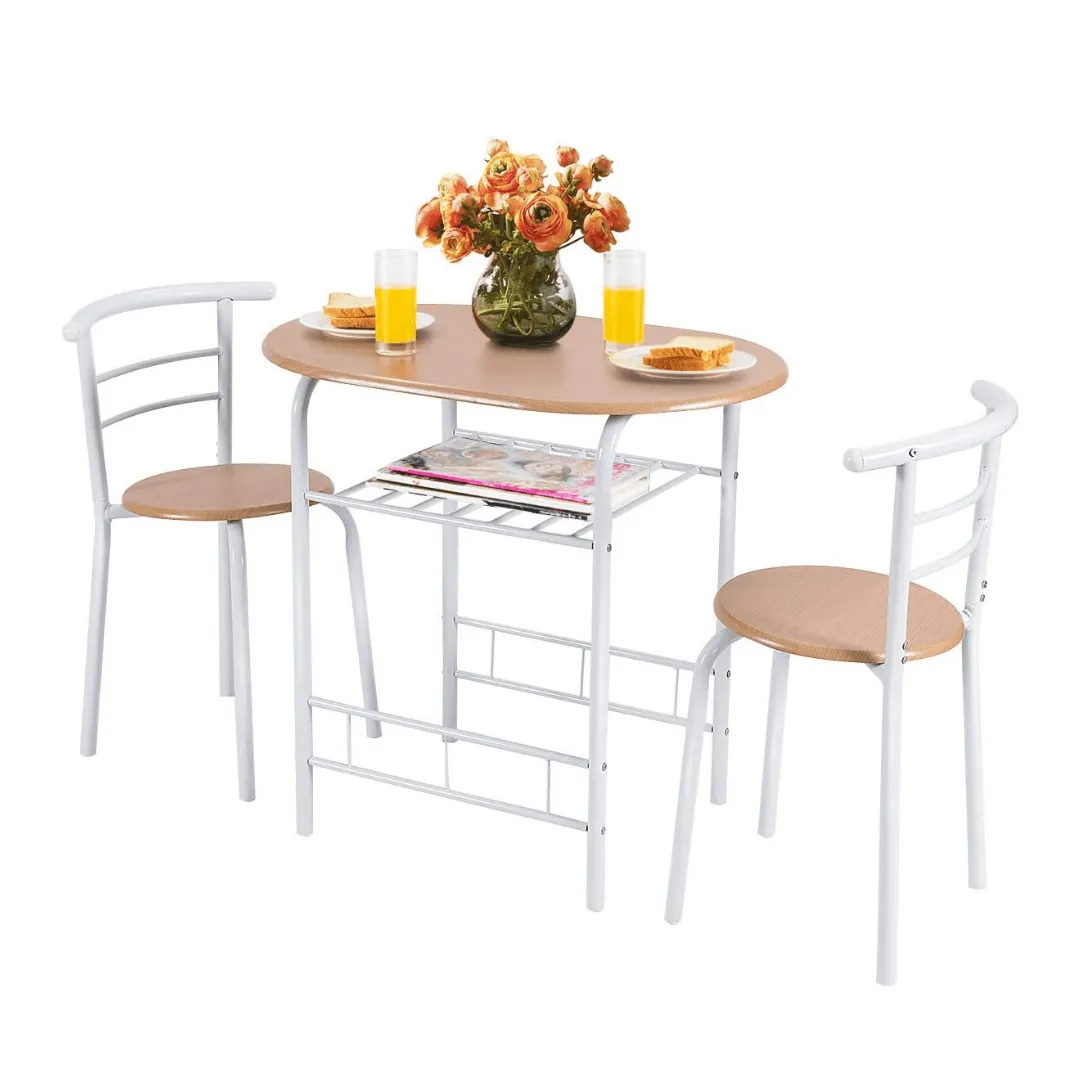 3 Piece Dining Set Compact 2 Chairs and Table