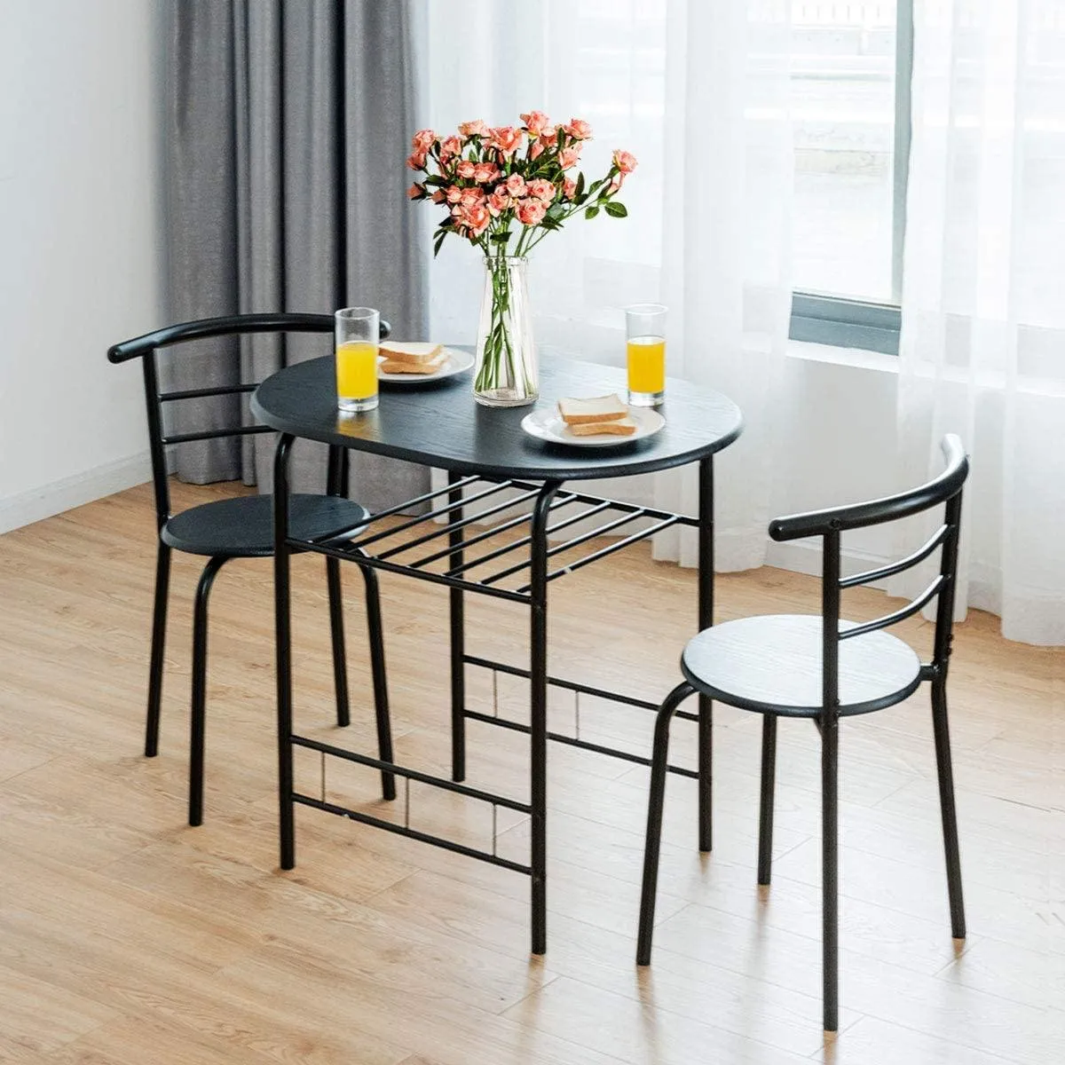 3 Piece Dining Set Compact 2 Chairs and Table