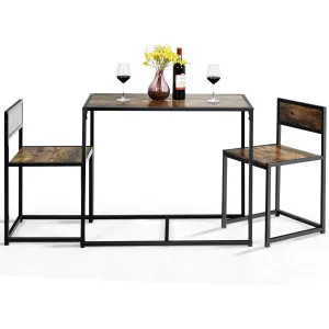 3 Piece Dining Set, Industrial Dining Table with 2 Chairs tablecloth, dining table