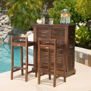 30-Inch 3pc Mahogany Stained Wood Bar Stool Bar Set - NH353592 patio chairs, outdoor seating