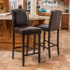 30-Inch Brown Leather Backed Barstool (Set of 2) - NH479592 bar stool, counter stool