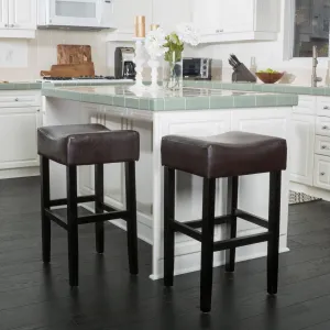 30-Inch Brown Leather Backless Bar Stool (Set of 2) - NH269592 bar stool, counter stool