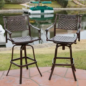 30-Inch Outdoor Cast Aluminum Swivel Bar Stools (Set of 2) - NH422832 patio chairs, outdoor seating
