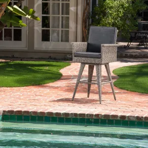 30-Inch Outdoor Wicker Barstool with Water Resistant Cushions - NH833003 patio chairs, outdoor seating