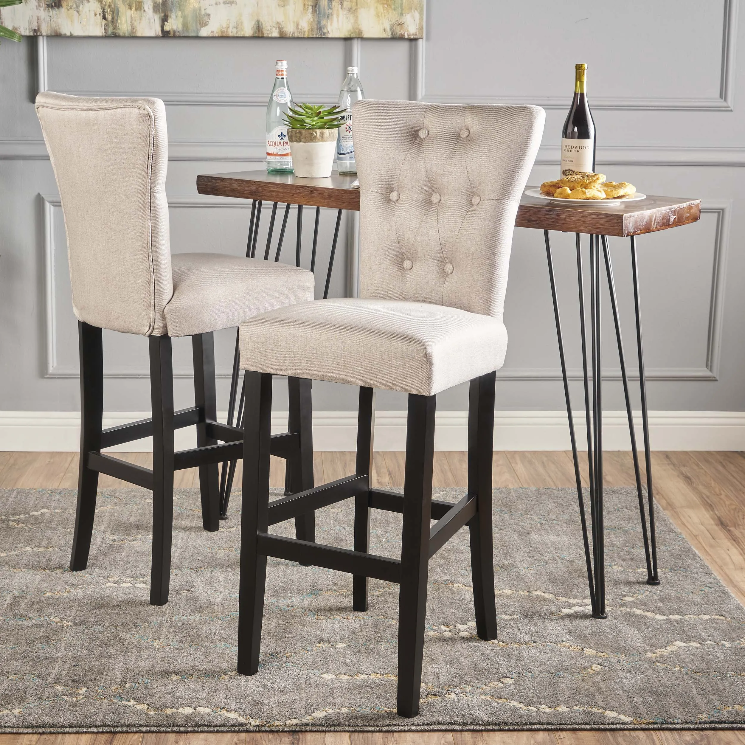 30-Inch Tufted Back Fabric Barstools (Set of 2) - NH982103