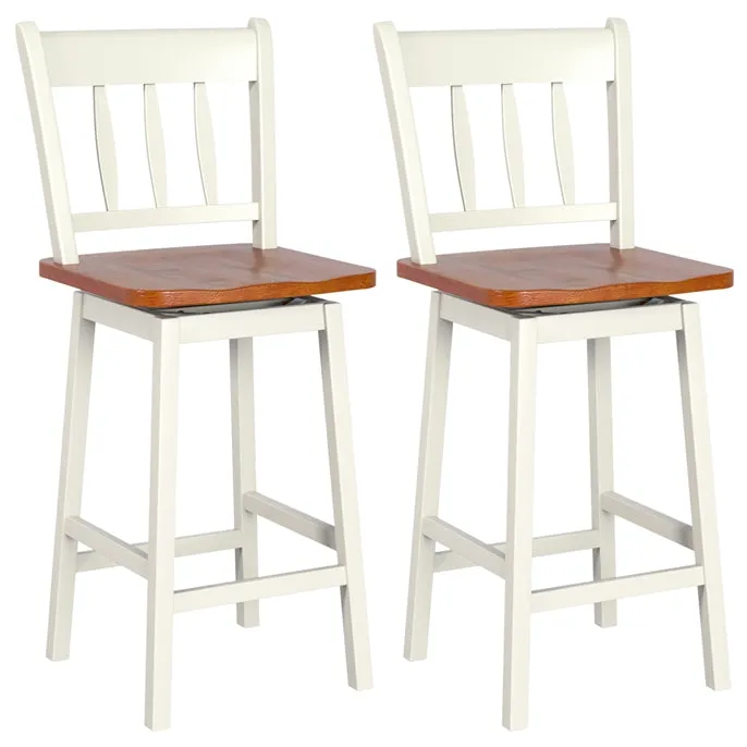 30.5 Inch Rubber Wood Bar Chairs with 360Swiveling, Footrest, Swivel Pub Height Barstools Ideal for Kitchen Island