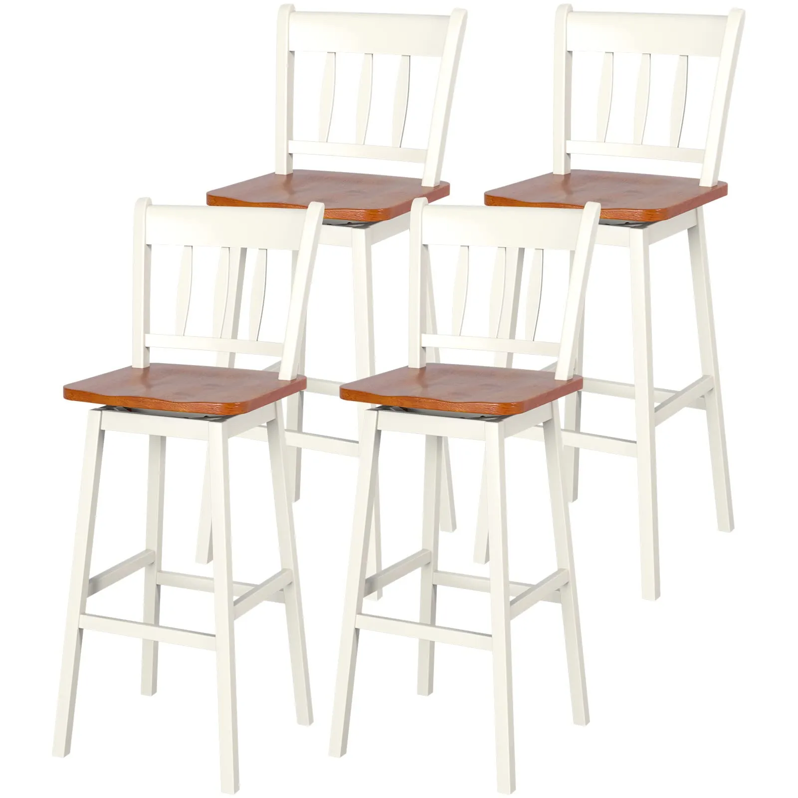 30.5 Inch Rubber Wood Bar Chairs with 360Swiveling, Footrest, Swivel Pub Height Barstools Ideal for Kitchen Island kitchen barstool, adjustable bar stool