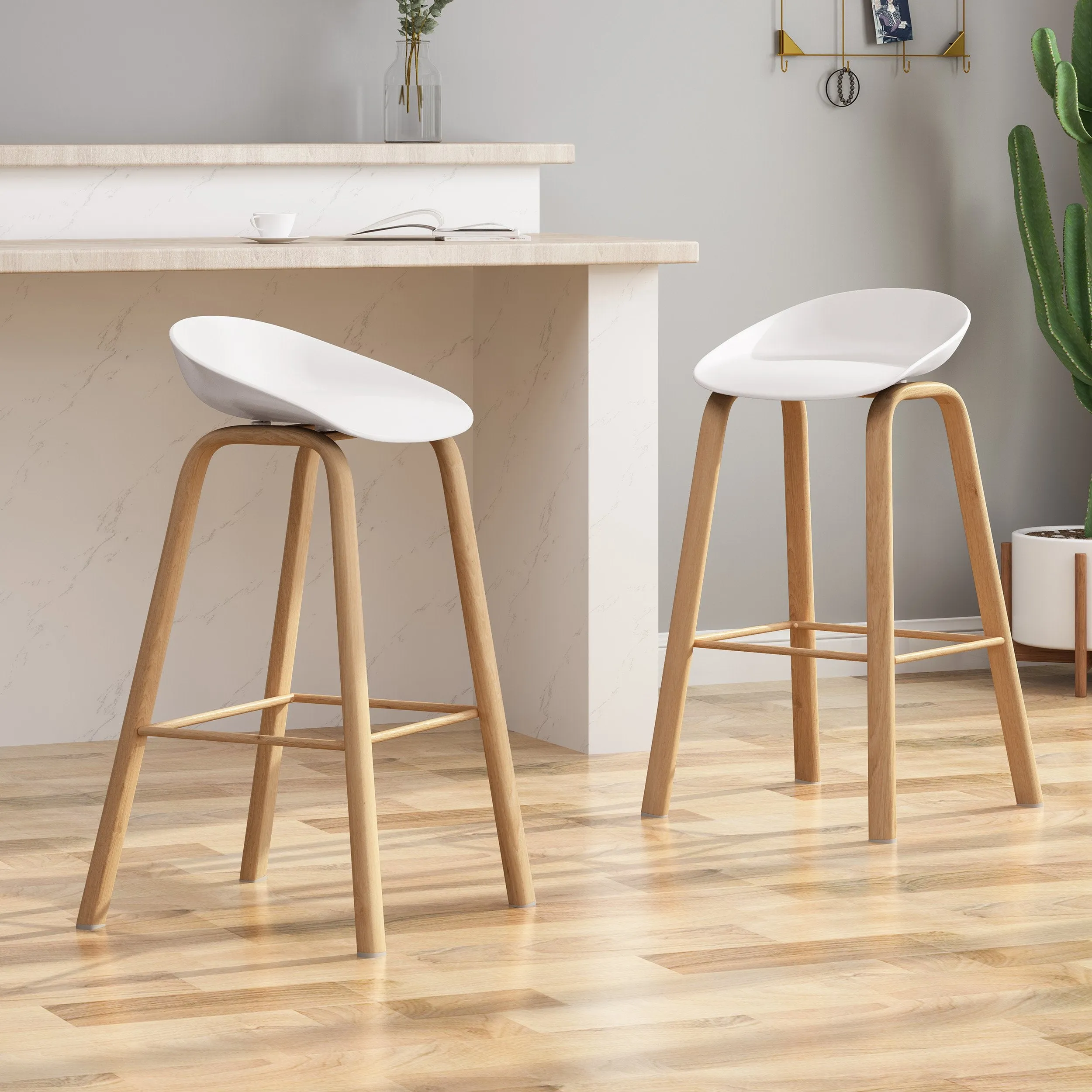 30" Modern Barstool with Iron Legs (Set of 2) - NH259803