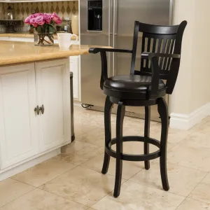 31-Inch Armed Espresso Leather Swivel Barstool - NH918692 bar stool, counter stool