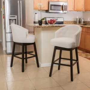 31-Inch Beige Fabric Swivel Backed Barstool (Set of 2) - NH779592 bar stool, counter stool
