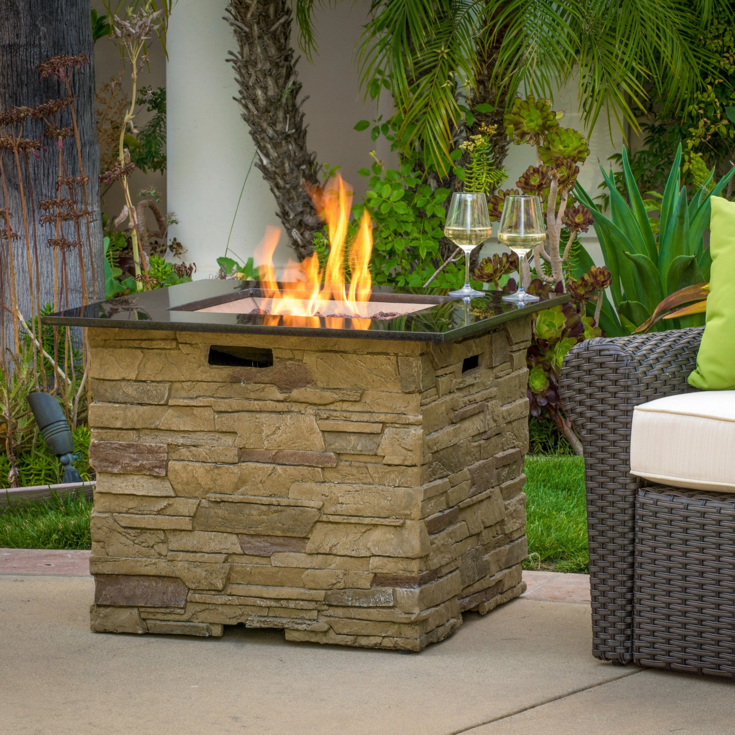 32-inch Stone Square MGO Fire Pit - 40,000 BTU - NH166692 floor chair, tatami chair