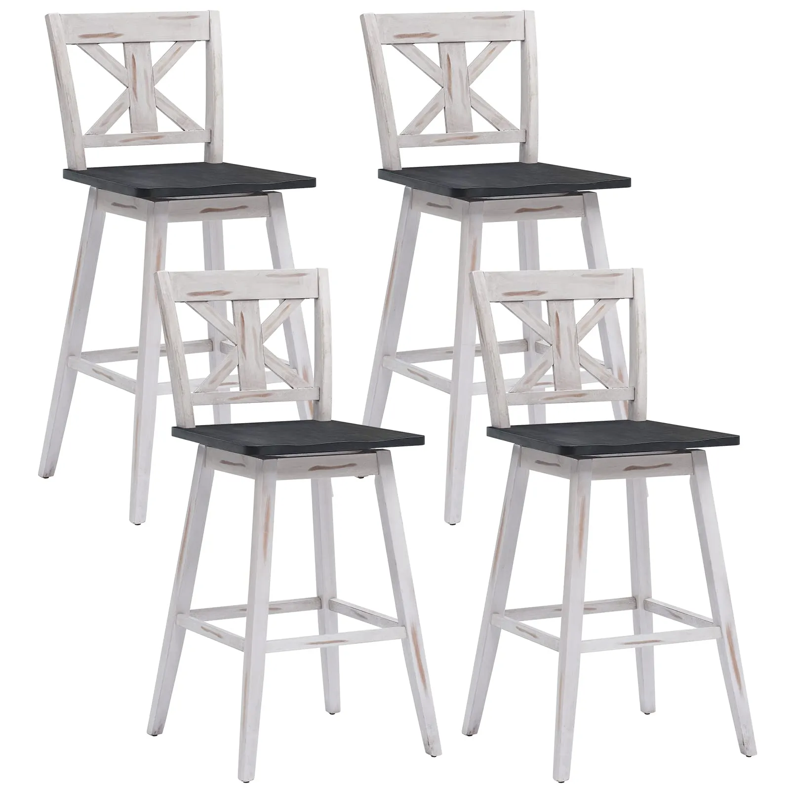 360 Degree Rubber Wood Bar Chairs, Vintage Bar Stools for Home, Restaurant & Pub kitchen barstool, adjustable bar stool