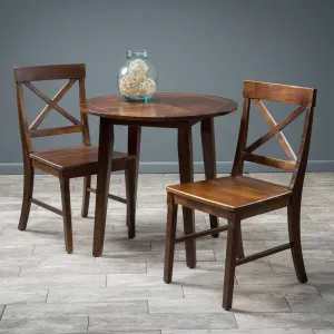 3pc Mahogany Stained Wood Round Table Dining Set - NH283592 dining table set, round dining table