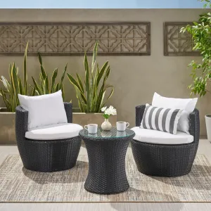 3pc Outdoor Black Wicker Chat Set - NH127632 clothes rack, garment rack