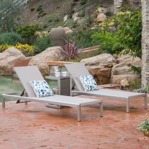 3pc Outdoor Chaise Lounge Chair & Table Set - NH100003 patio chairs, outdoor seating