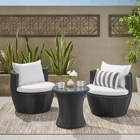 3pc Outdoor Black Wicker Chat Set - NH127632 clothes rack, garment rack