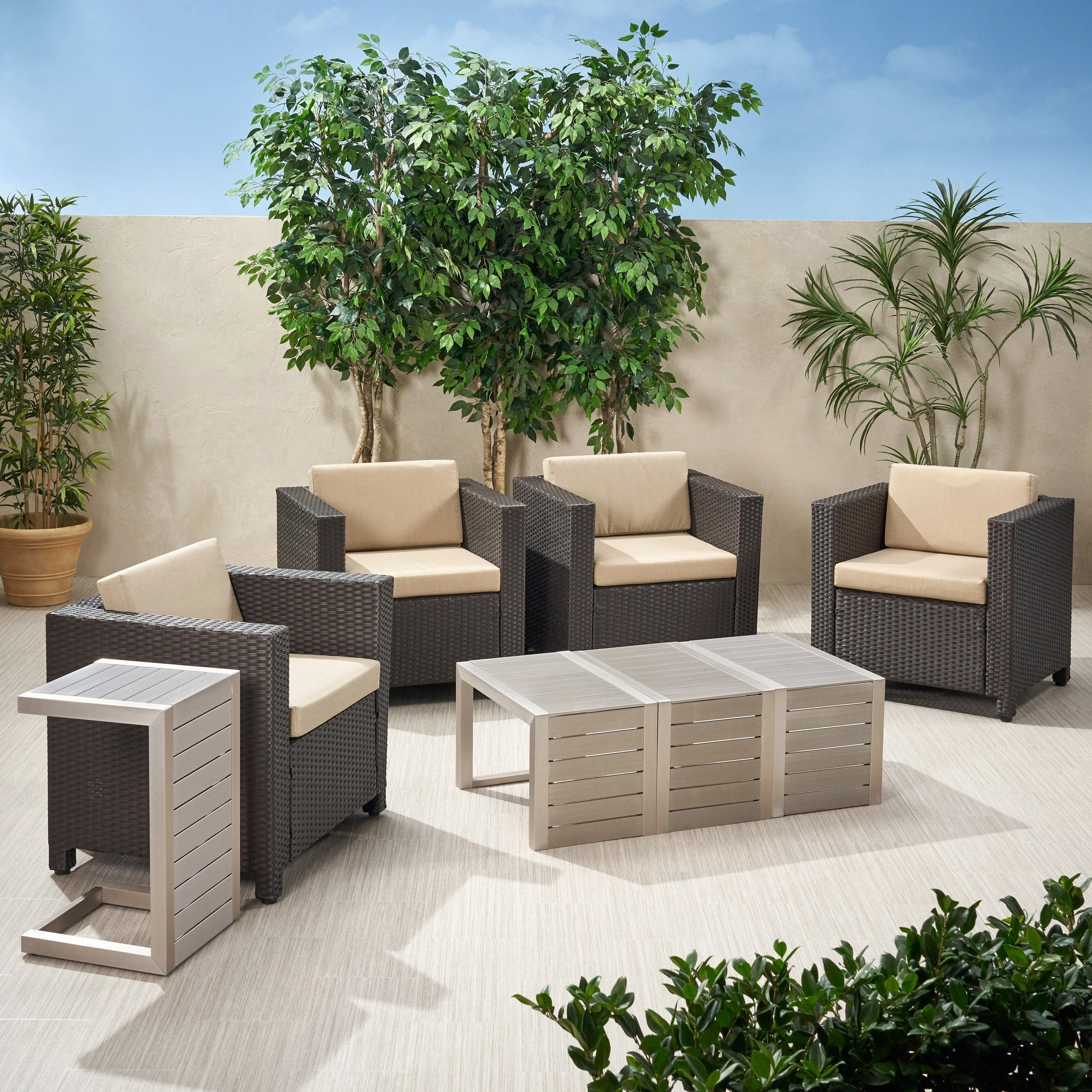 4-Seater Outdoor Chat Set with Side Tables - NH254003