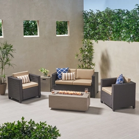 4-Seater Outdoor Fire Pit Sofa Set - NH719903 cushion cover, soft furnishing