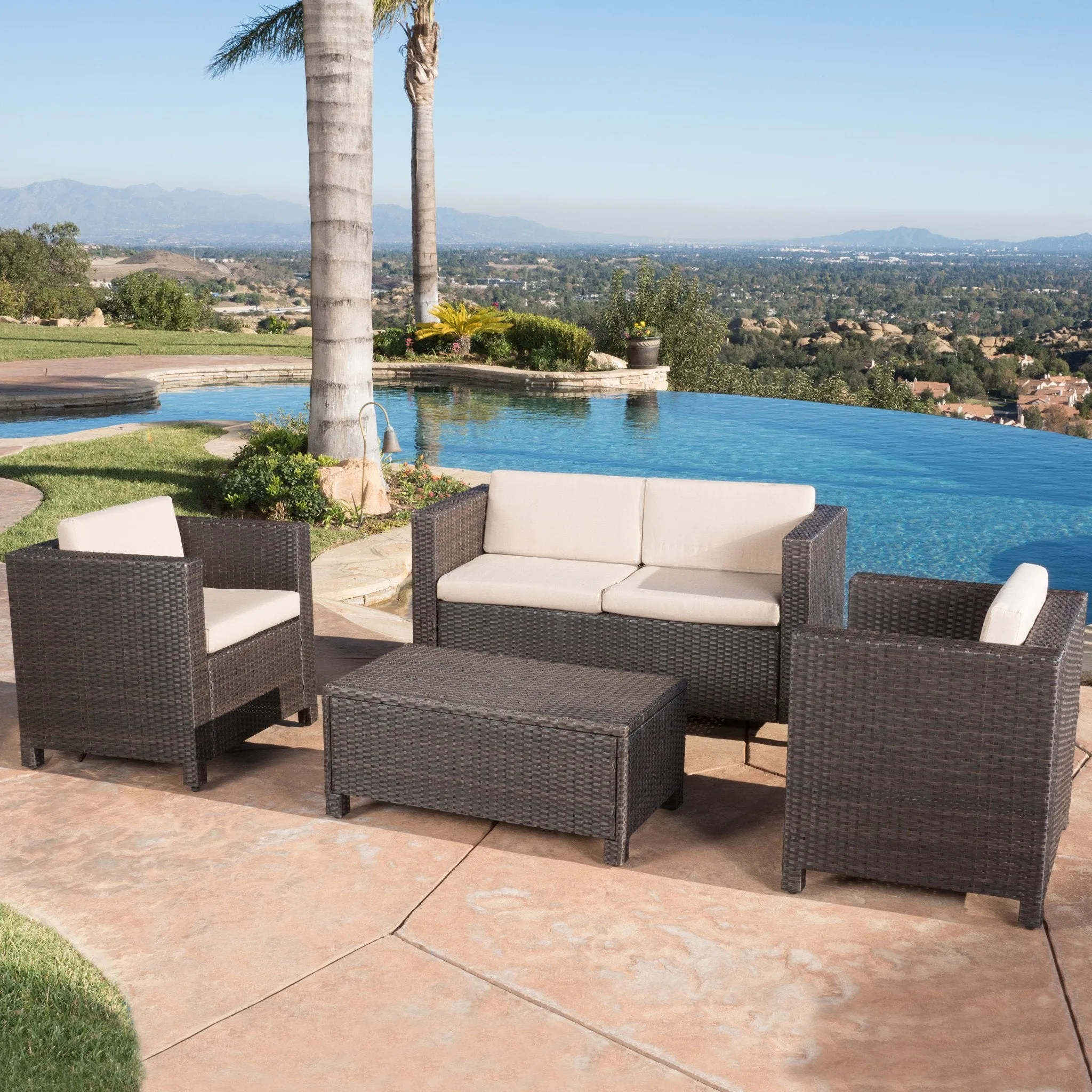 4pc Outdoor Wicker Sofa Set - NH915592 cushion cover, soft furnishing