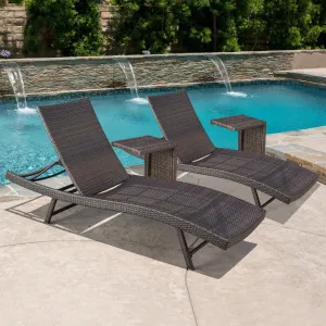 4pc Wicker Chaise Lounges & Tables Set - NH942792 patio chairs, outdoor seating