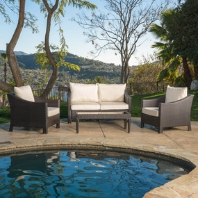 4pc Outdoor Wicker Sofa Set - NH360692 cushion cover, soft furnishing
