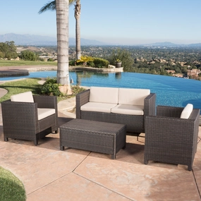 4pc Outdoor Wicker Sofa Set - NH915592 cushion cover, soft furnishing