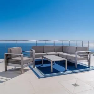 5-Piece Outdoor Modern Aluminum Sectional Sofa Set - NH276692 patio chairs, outdoor seating