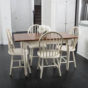 5-piece Spindle Wood Dining Set with Leaf Extension - NH830692 dining table set, round dining table