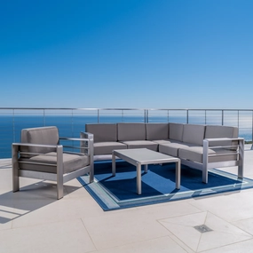 5-Piece Outdoor Modern Aluminum Sectional Sofa Set - NH276692 cushion cover, soft furnishing
