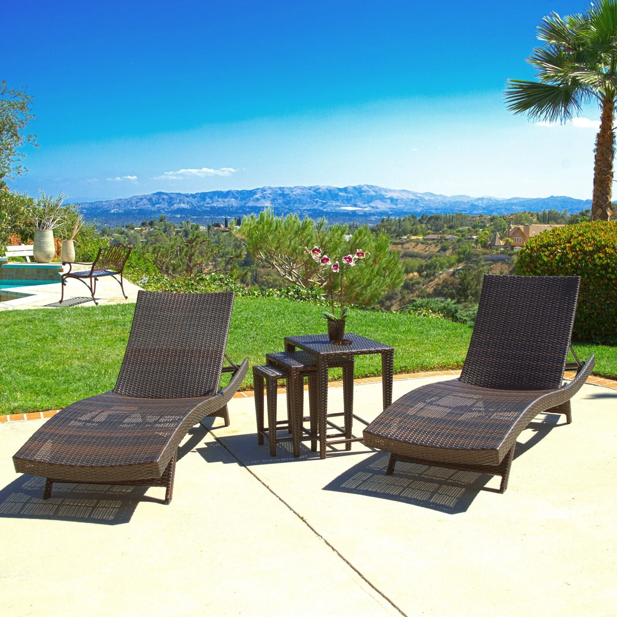 5pc Outdoor Adjustable Chaise Lounge Set - NH244912 patio chairs, outdoor seating